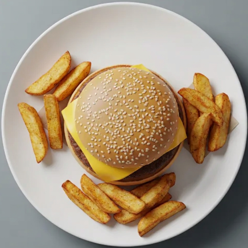 Plain Cheese Burger With Chips 