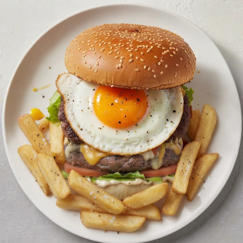 Breakfast Burger With Chips 