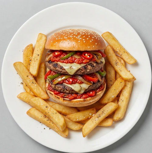 Burger Diavolo With Chips 