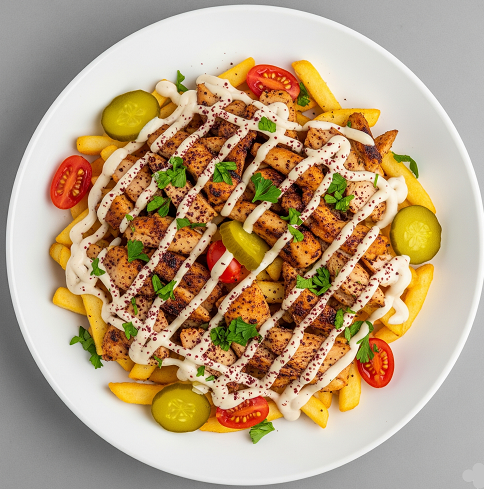 Chicken Goujon, Cheese & Curry Loaded Fries 