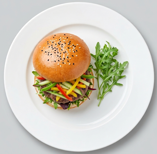 Burger, Salad Roll 